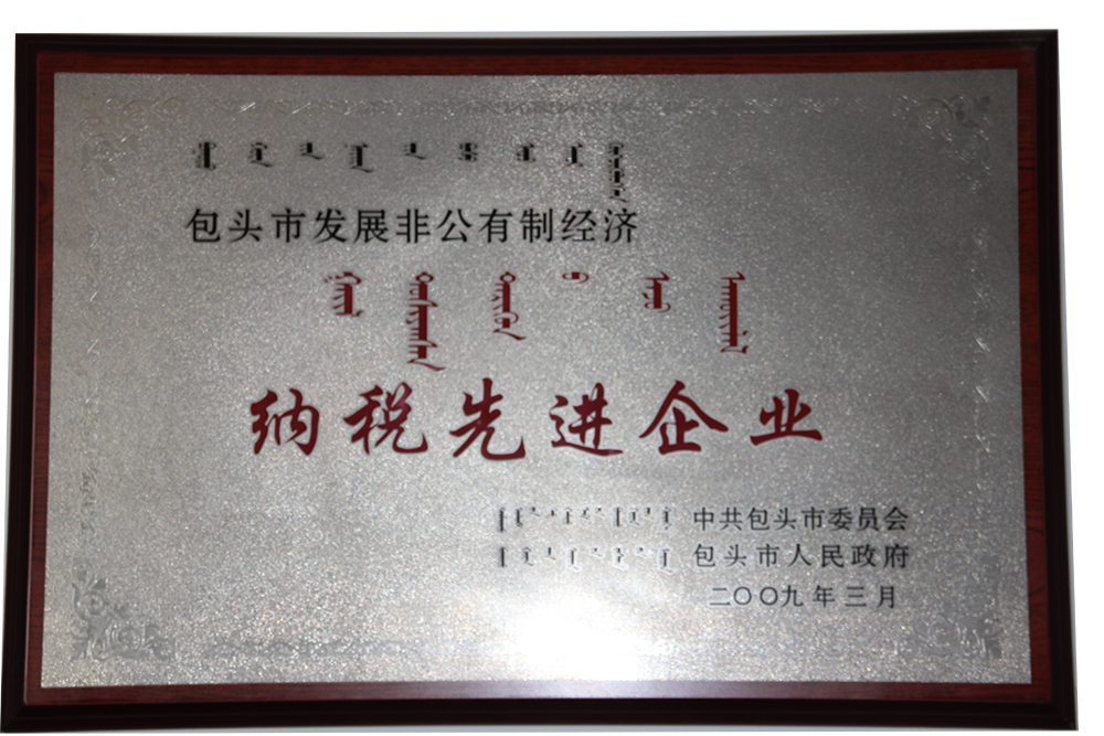 2009年被誉为“纳税先进企业”